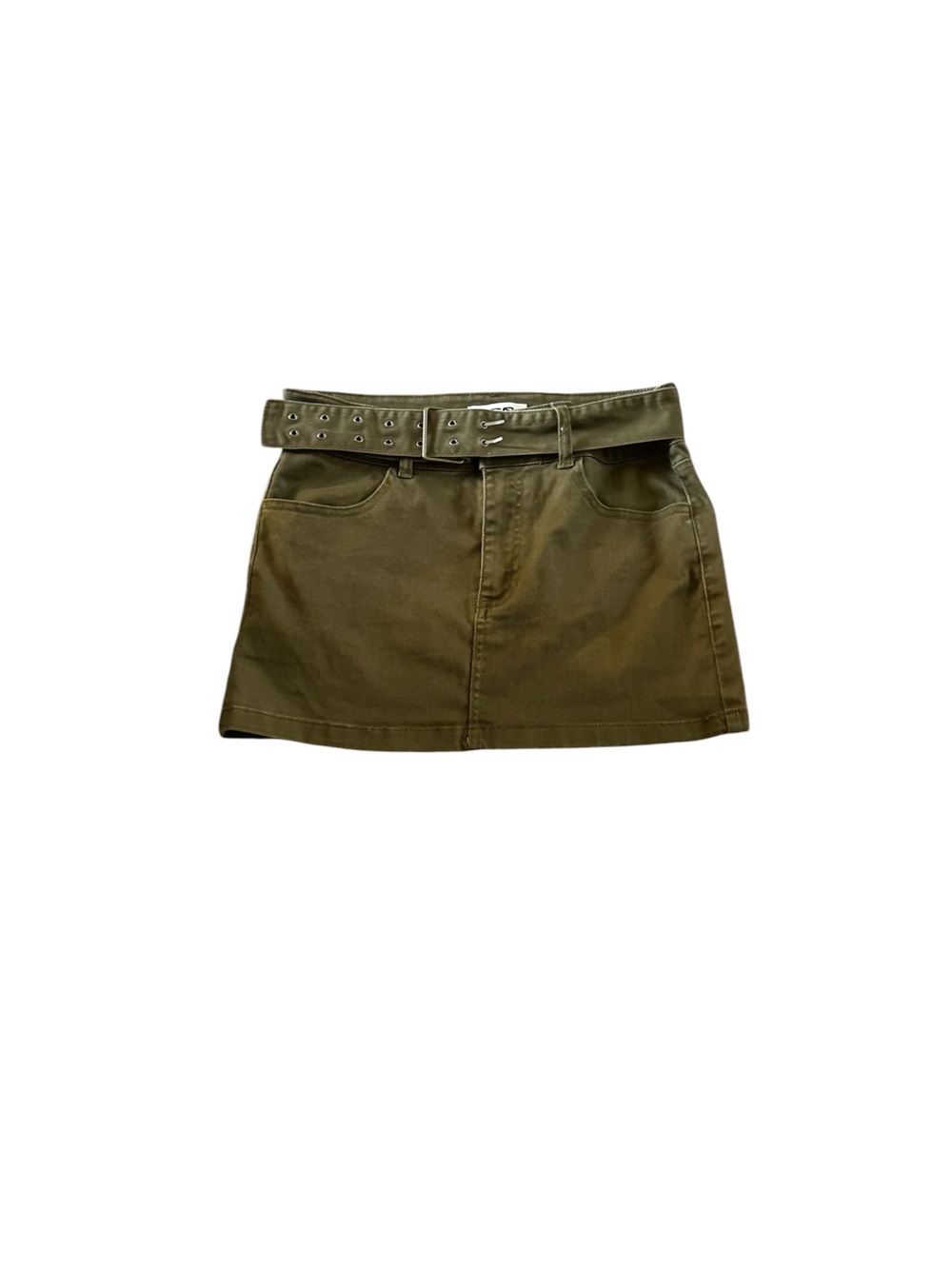 RSQ Olive Mini Skirt with Grommet Belt